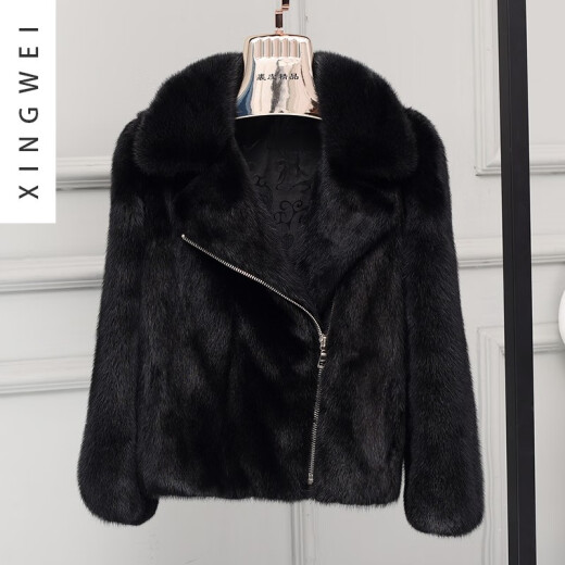 Young fur mink coat whole mink female mink fashionable women's fur coat mink Haining 2018 new black XL