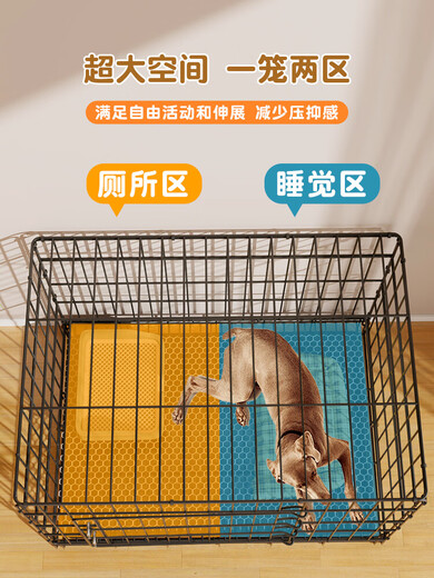 Dog Cage Small Dog Teddy Indoor Cat Cage with Toilet Medium Dog Corgi Bichon Home Large Pet Kennel Bold Gold-Exclusive Package L-Large with Toilet 71*51*61cm Suitable for 30Jin Jin equals 0.5kg Inner Pet