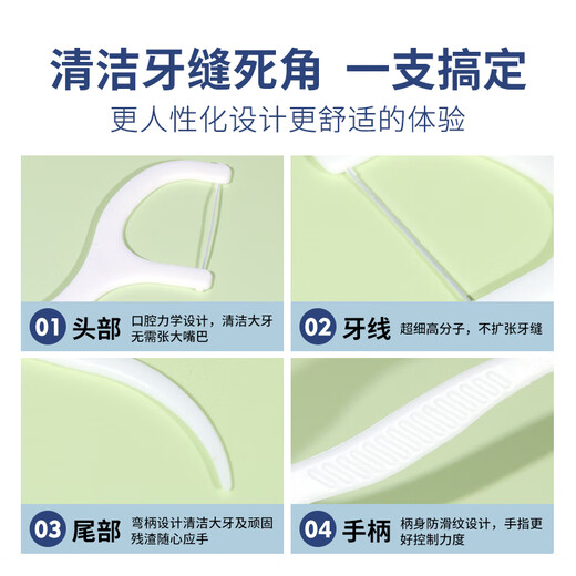 修洁一次性经典超细牙线家庭装细滑剔牙线棒便携随身牙签 50支 1盒