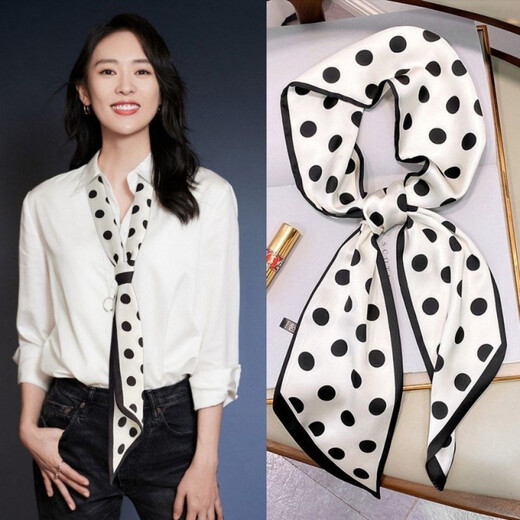 玳琪 韩国气质长条丝巾女春夏时尚新款百搭发带领巾洋气飘带细窄小围巾 13.5*150D字母绿色