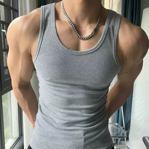 Yalu Vest de Fil épais des hommes blanc blanc rond grande taille Sports élastiques serrés Fitness Spirant Sweat-Absorbing Vest Black [Modèle de fil] XL Recommandé 120-140Jin [Jin est égal à 0,5 kg]