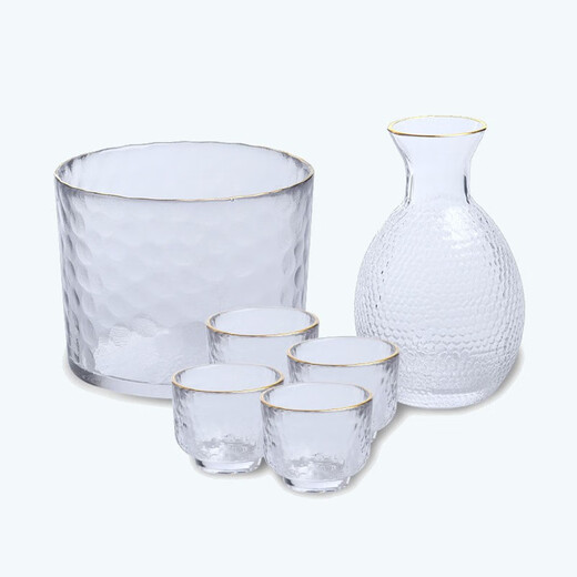 Zhushengmo (ZHUSHENGMO) Japanese wine set glass sake cup soju pot fruit wine cup plum white wine cup small glass wine warmer home set transparent model 1 pot 1 cylinder 4 cups