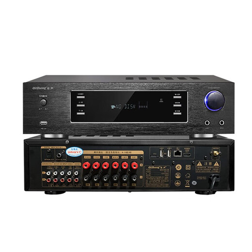 QISHENG power amplifier home 5.1 channel Bluetooth power amplifier supports optical coaxial audio input living room home theater 7.1 power amplifier passive subwoofer power amplifier AV-115 Network AI version (built-in network karaoke system)