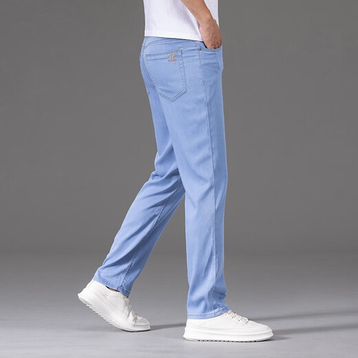 Prato Lee Jeans de tenis para los pantalones rectos sueltos delgados de verano para hombres para pantalones delgados casuales de hombres para hombres para la elasticidad de los hombres 9767 Light Blue 31