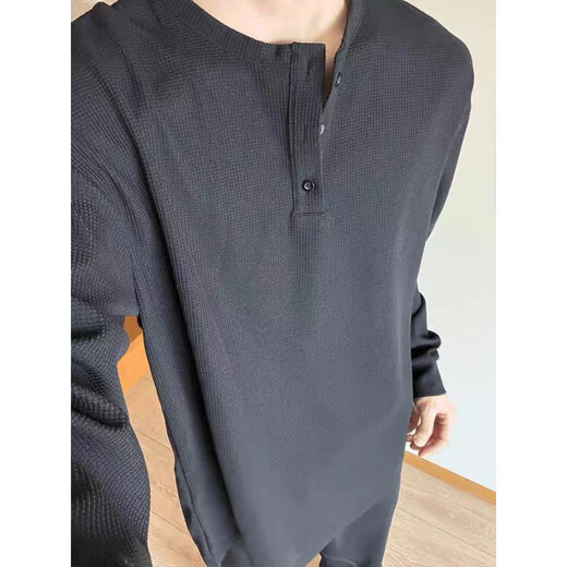 Pocket Henry collar sweatshirt for men in spring and autumn, new American fashion brand, solid color, simple inner layer, loose and versatile top, light gray L 105-120Jin Jin is equal to 0.5 kg