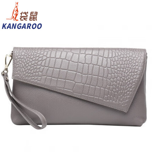 袋鼠（KANGAROO）2025新款单肩女包手抓手拿包斜挎包时尚百搭手包真皮手拿包女 黑色