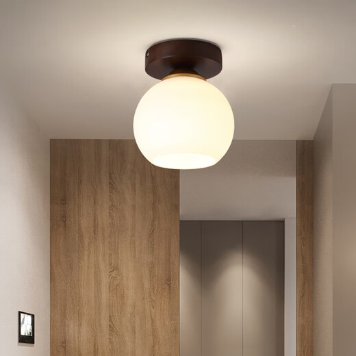 Copper Heart Wood Balcony Light Nordic Solid Wood Walnut Color Small Ceiling Light Chinese Cloakroom Entrance Hallway Entrance Hallway Lighting P1503 Square Model (without light source)