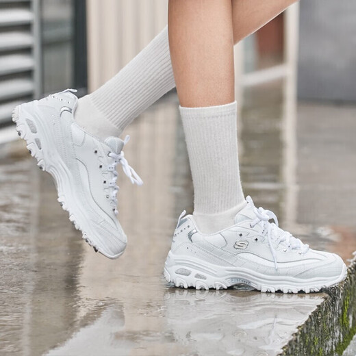 Skech casual shoes women's shoes autumn thick-soled dad shoes small white shoes flagship sneakers white / silver 11979-WSL 35.5