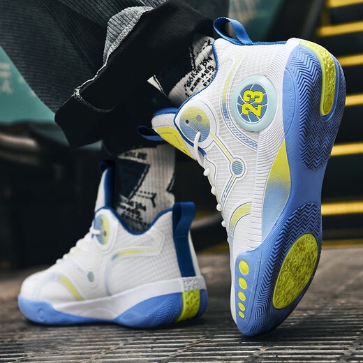 Phantom 3 basketball shoes for boys’ shoes for children and teenagers’ sports shoes for students’ leather surface non-slip Kobe junior high school students’ sneakers 866 white and blue mesh - air cushion model 36 sizes Follow to send basketball socks + fluorescent bracelets