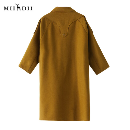 谜底2022冬季新品复古优雅长款宽松羊毛呢大衣外套女229MD6195 灰绿 M