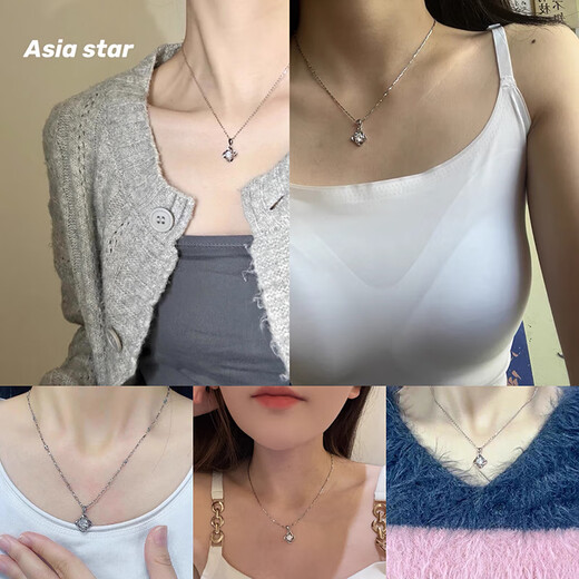 MZMZ platinum necklace women's four-leaf clover diamond platinum PT950 jewelry birthday Chinese Valentine's Day gift for girlfriend Platinum 999 luxury model - free engraving