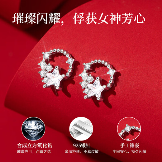 Old Fengxiang Weekly Parring Stud Women Silver Needle Beard Bajón de regalo Juego de regalo de regalo de aniversario de cumpleaños para novia y esposa Baja de regalo de rosa francés * Entrega de almacén local cerca