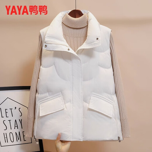 Duck Down Jacket Vest Women's Short Outer Wear Winter New Style Stand Collar Fashion Korean Style Vest Jacket Black S