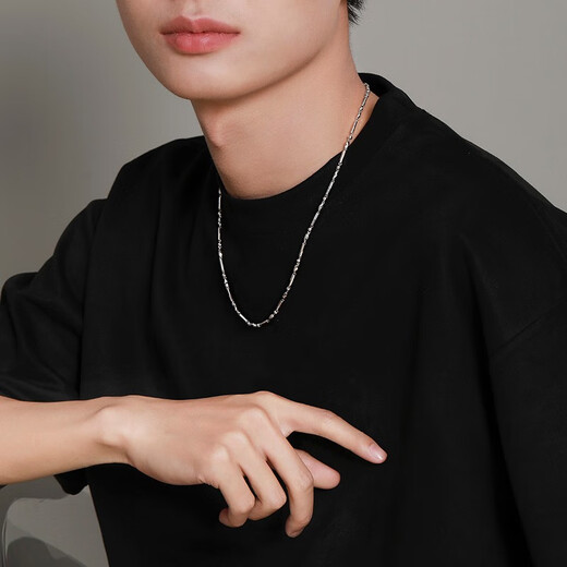 Mengjinyuan Platinum Necklace PT950 Platinum Olive Bead Necklace Domineering Boss Chain Looks Thick Gift for Boyfriend 52cm Approximately 12.14g