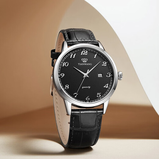 
TIAN WANG watch business casual fashion belt Roman dial date display quartz watch men's watch women's face couple's watch gift black disc black strap men's watch GS3886S/D-B-A