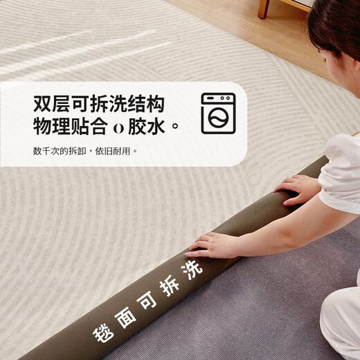 CCFARTS anti-slip double layer machine washable living room carpet glue-free removable anti-cat scratch sofa carpet Kangluodengyuan
