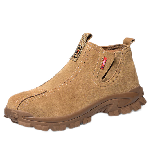 Terry Shield labor protection shoes for men, breathable and lightweight work shoes, steel toe-toe, anti-smash, anti-puncture, anti-spark, suede slip-on K8 slip-on, four seasons style 42