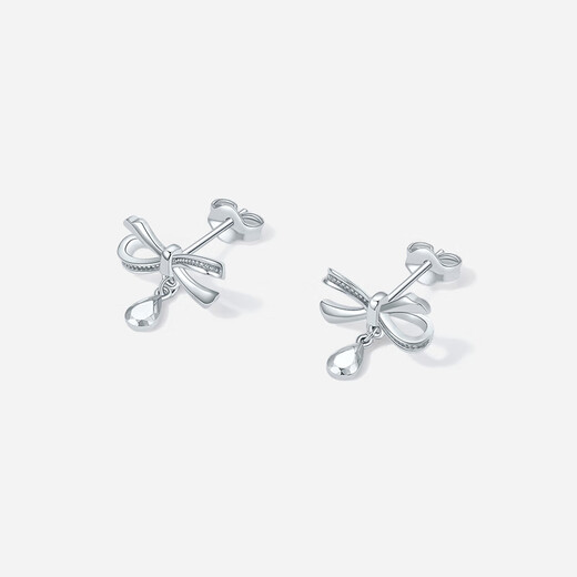 Saturday Fu PT950 platinum earrings women's bow earrings birthday gift B0914187 one pair about 3.01g