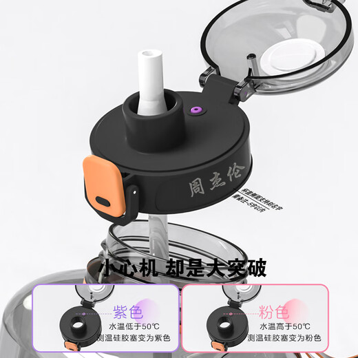 Fuguang (FUGUANG) Fuguang Tritan large-capacity water cup for men and women, sports and fitness water bottle, high temperature resistant daily bucket cup, Tritan material-2600ml-cool black