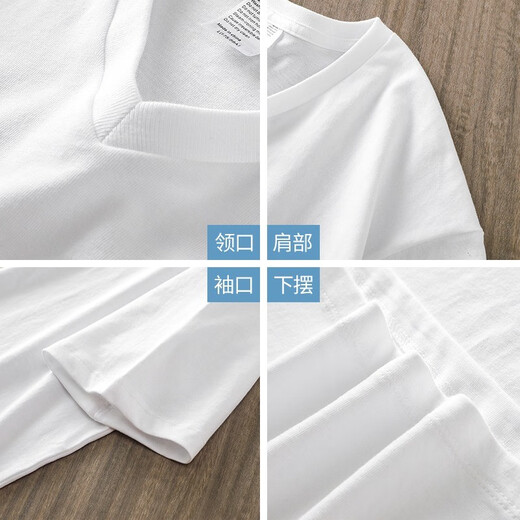 Romon Japanisch 270 g schweres V-Ausschnitt Kurzärärmelte T-Shirt für Männer Sommer reines Baumwoll-Huhnherzkragen Basishemd Lose halbärmelig T-Shirt Black 3xl 180-210jin [Jin ist gleich 0,5 kg]