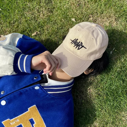 Meman hat men's spring and summer retro sun protection baseball cap three-dimensional letter embroidery face small sun protection baseball cap women khaki-R mark single size adjustable (54-60cm)
