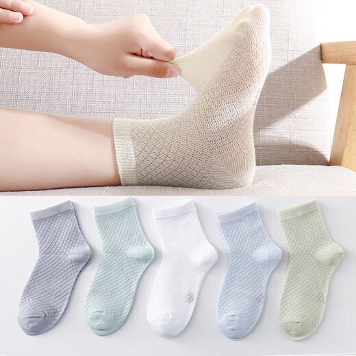 Niños de ratón de ratón de seis dedos Primavera y verano niños delgados calcetines de algodón de verano Calcetines de malla medio de tubo medio
