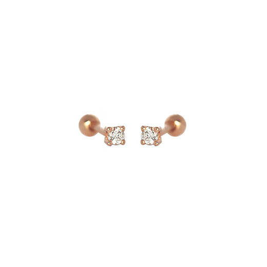 Fat Donglai's same style 18K screw small ear bone nails, real diamonds, real gold, four-prong small diamond earrings, rose gold screw-on ears, single straight needle diamond earrings, 18K rose gold x2 SI/Xiaoxia