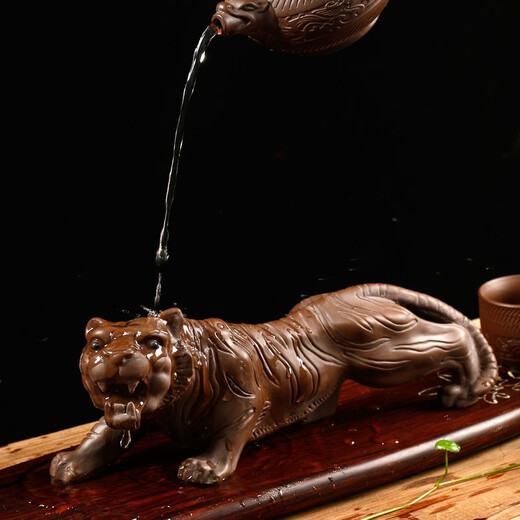 Yuxuan purple sand tea pet tiger ornaments swallowing mountains and rivers purple sand tiger roaring tea set accessories handmade can be raised fine raw mineral purple sand tiger