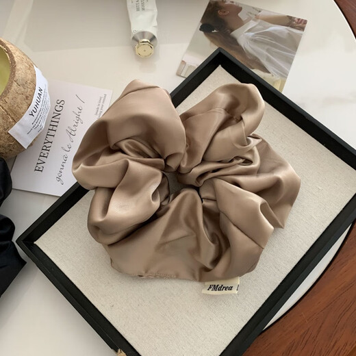 阿巴克简约超大号缎面猪大肠发圈高级感耐用扎头肥肠圈韩版超仙发饰发绳 3892-1-粉色超大缎面发圈