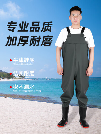 Thickened half-length waders, waterproof clothes, rain pants, rain boots, one-piece leather forks, ultra-light fish catching in the reservoir, full body water shoes