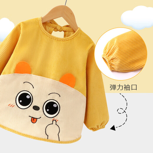 Baby large strap cover children waterproof and dirty food bib for baby rice bag autumn and winter backward jacket backward clothing protective clothing Strap bear - blue 100 (recommended for 2-3 years old)