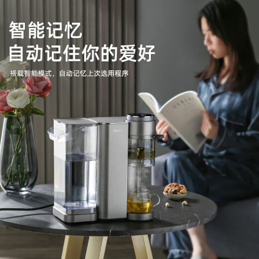 ouon instant hot water dispenser, household intelligent tea making machine, fully automatic water supply, desktop multi-function tea bar machine, one-touch instant heating kettle, mini small desktop desktop electric kettle, advanced gray (tea, drinking and coffee three modes) 2L