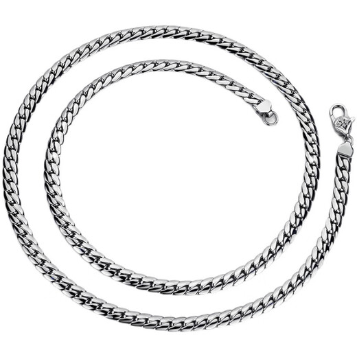 Guanpuge Fat Donglai same style pt950 platinum Cuban chain platinum necklace men's trendy personality simple versatile snakeskin chain silver width 5 mm long 45 cm
