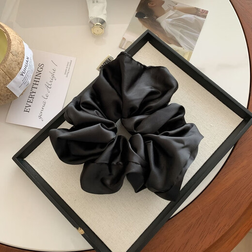 阿巴克简约超大号缎面猪大肠发圈高级感耐用扎头肥肠圈韩版超仙发饰发绳 3892-1-粉色超大缎面发圈