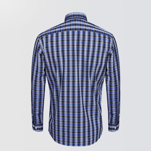 Mailyard/Melya Langarmes Hemd reine Baumwollgeschäftsmodes-Hemd Casual Plaid Long Futter 679 Blaues graues Netz M/40s