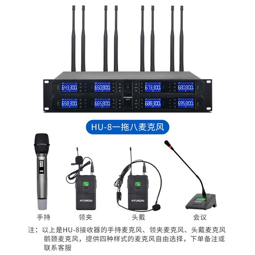 HYUNDAI现代BK10专业中小型会议室音响套装壁挂式音箱蓝牙功放无线话筒组合教学培训店铺音响系统设备 【两音响/八鹅颈】会议音响套装（20-120平）