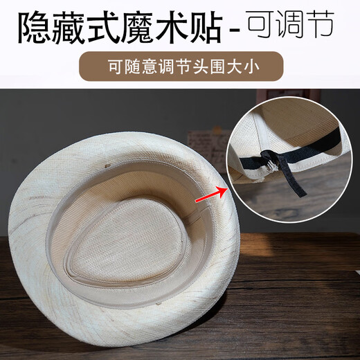 King of Hats, high-end natural pure hemp hat for men, British gentleman hat, summer sun visor, linen ramie straw hat, middle-aged and elderly hat, off-white 100% natural ramie, adjustable to increase (60-61)CM