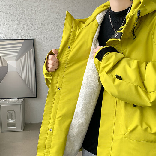 Poke Workwear Assault Cotton Clothes Men's Winter Velvet Thickened Lamb Velvet Extra Large Size Cotton Jackets Loose and Handsome Cotton Jackets Black Velvet Style 2XL 140-160Jin Jin is equal to 0.5 kg