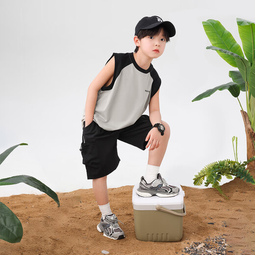 Zuoxi Boys Vest Summer Pure Cotton 2025 Новая детская футболка без рукавов Top Boys Одежда Black 140