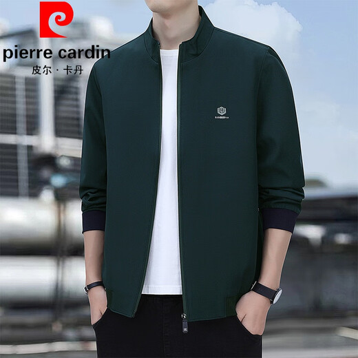 皮尔卡丹（pierre cardin）薄款夹克男士春秋季中青年时尚立领抗皱免烫百搭休闲外套干部商务 黑色 XL