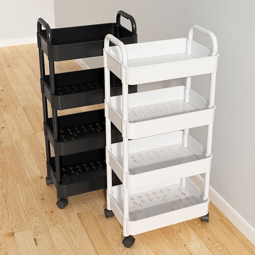 Nifeng trolley storage rack floor-standing kitchen bathroom mobile snack bathroom multi-layer bedroom bedside storage storage rack 3 layers white - small size 18cm