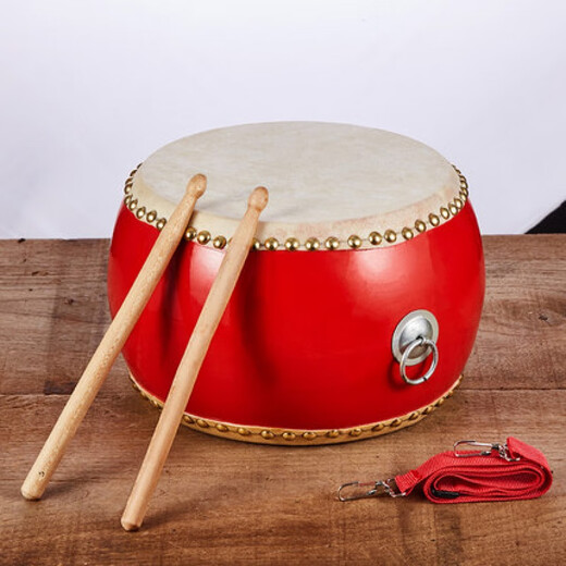Ouyin dance teaching special drum instruments to play adult Chinese drum red drum cowhide small drum children's toy drum 9-inch cowhide drum-29*17CM suitable for 6-10 years