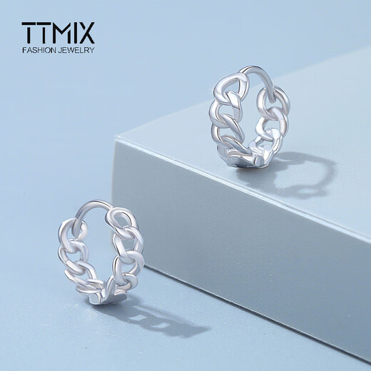 TTMIX platinum earrings pt950 women's platinum earrings Mobius earrings six-ring buckle for girlfriend 3.1-3.3g