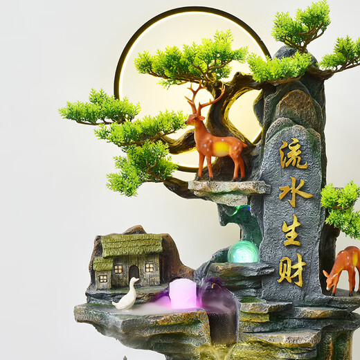 
Botianxuan large-scale floor-standing rockery flowing water fountain ornaments for living room, wealth, feng shui wheel humidifier, high mountain circulation waterscape decoration 9934 medium size 53*38*133.6cm