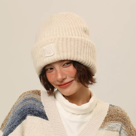 Dusenna large head circumference woolen hat winter women's warm wool pile hat showing face small outdoor cold hat knitted hat