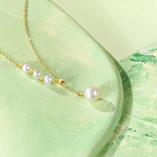 Saturday Fortune Yellow 18K Gold Necklace Women's Gold Pearl Pendant Pendant X0613069 40+5cm Birthday Gift