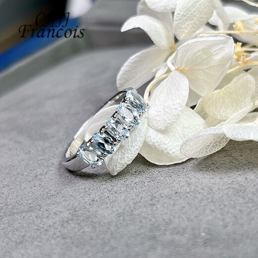 Pearl edge Jingcui 1.0 carat aquamarine ring for women, natural colored gemstone, jewelry gemstone 925 inlaid jewelry, No. 13
