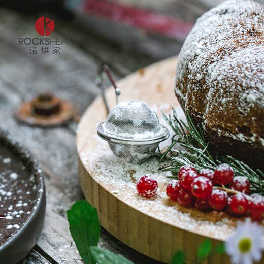 ROCKSHEAT hand-held stainless steel spherical flour sieve closed filter sugar powder cocoa powder matcha powder mesh sieve baking tool spherical flour sieve