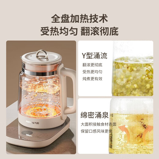 Joyoung health kettle 2L stew kettle, boiling kettle overflow prevention, ceramic coating to prevent smear, soft sound and noise reduction kettle, smart stewing, glass filter, government subsidy, with glass tea blue 20WY3J 2L