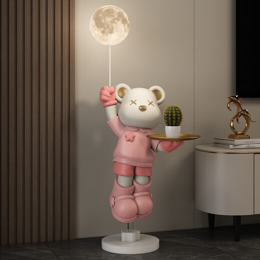 Chenyu Light Luxury Violent Bear Living Room Large Floor-standing Decoration TV Cabinet Next to Sofa Home Decorations Move-in New Home Gift Height 133cm Violent Bear Pink
